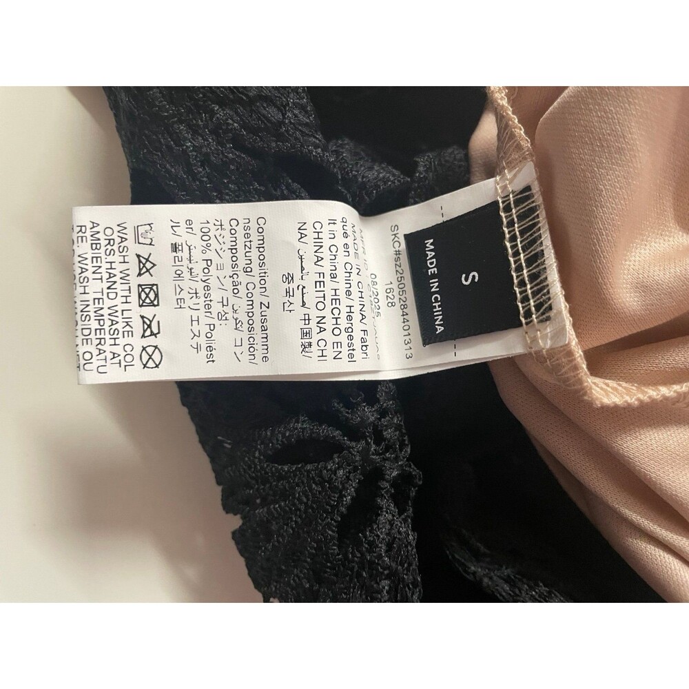 SHEIN Black Floral Nude Underlay Evening Dress Size S NWOT - Picture 5 of 11